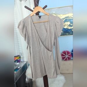 Ann Taylor Woman's  Puff Pleat Sleeve Wrap Long Sleeve Top Size M